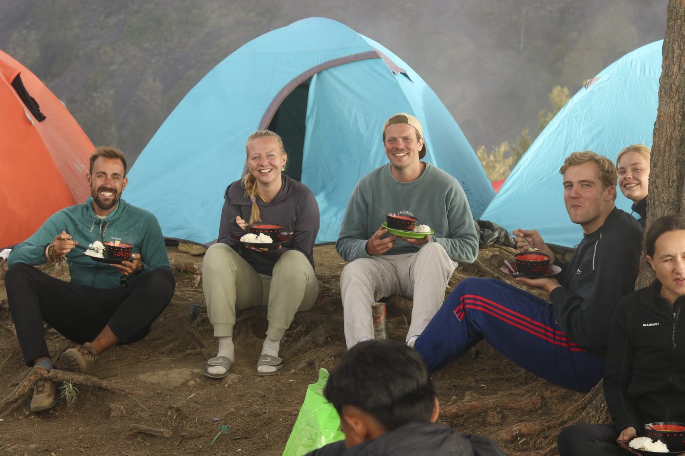 A hot meal served at the crater rim camp